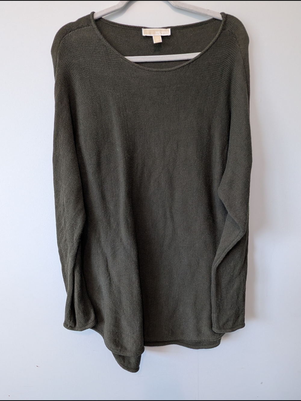 Michael Kors Olive Green Lightweight Cotton Blend Tunic Sweater Women's L